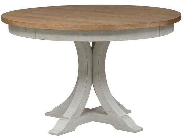 Liberty Furniture Farmhouse Reimagined Chestnut Pedestal Dining Table with Antique White Base-3