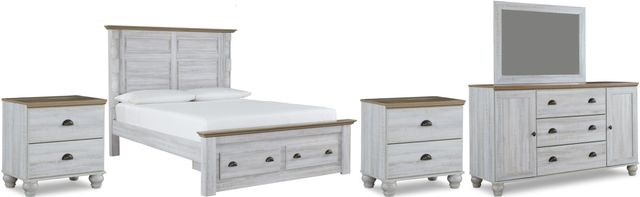 Signature Design by Ashley® Haven Bay 5-Piece Two-Tone Queen Panel Storage Bed Set-0