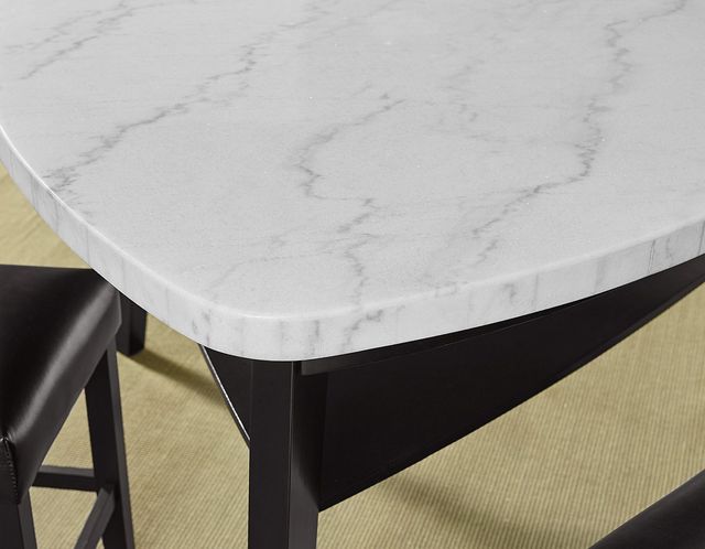 Steve Silver Co. Carrara 6-Piece Black Triangular White Marble Top Counter Height Table Set-2