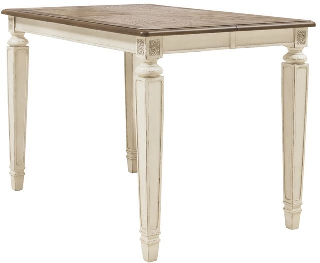 Signature Design by Ashley® Realyn Taupe Counter Height Dining Table with Chipped White Legs-1