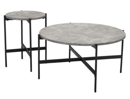 Zuo® Modern Malo 2-piece Gray Coffee Tables with Black  Metal Base -1