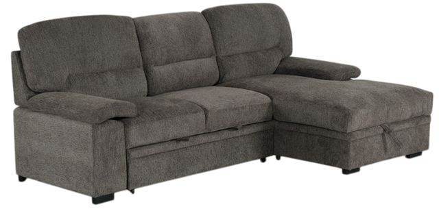 American Wholesale Furniture Romano 2-Piece Charcoal Right-Arm Facing Sleeper Sectional and Chaise-0