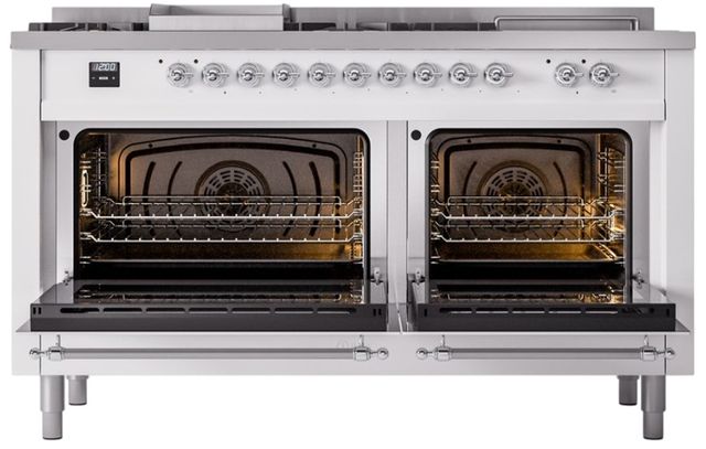 Ilve® Nostalgie II Series 60" White Pro Style Dual Fuel Range-2