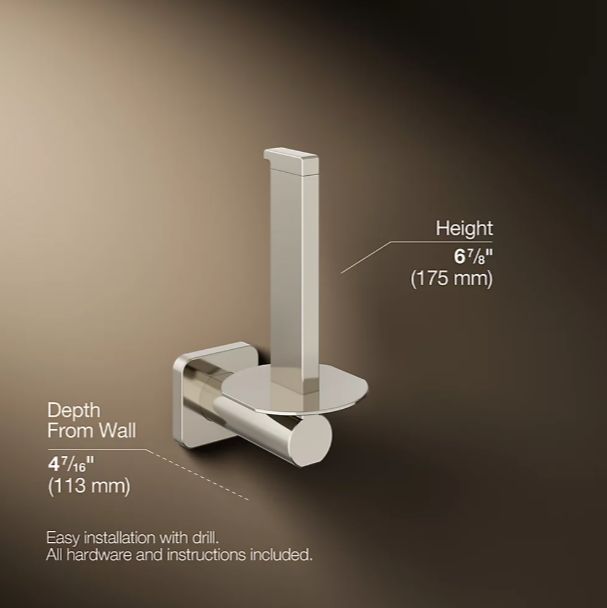 KOHLER® Parallel® Vibrant Polished Nickel Vertical Toilet Paper Holder-2