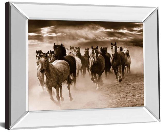 Classy Art Running Horses by Monte Naglar Mirror Framed Wall Art-1
