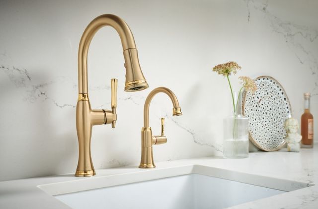 Brizo Tulham® Brilliance® Luxe Gold®/Brilliance® Polished Gold Pull-Down Prep Kitchen Faucet-1
