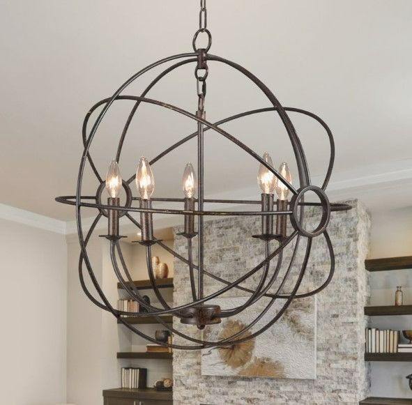 YHD Shooting Star Rustic Black 5-Light Orb Chandelier-1