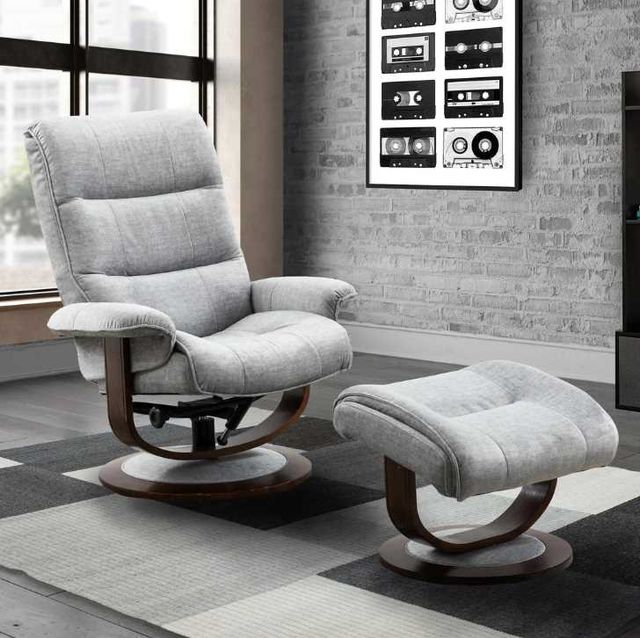 Parker House® Knight 2-Piece Capri Silver Swivel Chair and Ottoman Set-2