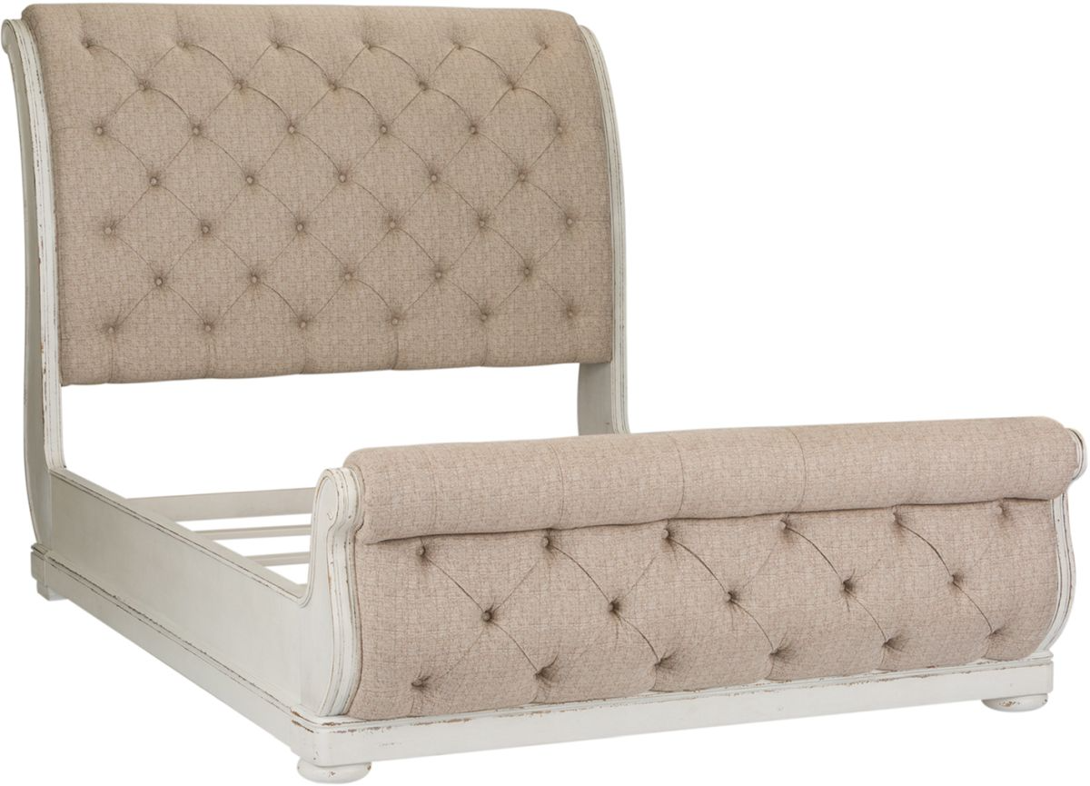 Liberty Furniture Abbey Park 4-Piece Antique White/Weathered Brown Queen Sleigh Bedroom Set-3