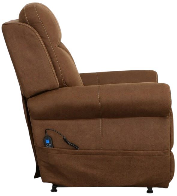 Flexsteel® Stewart Amber Brown Power Lift Recliner with Power Headrest and Lumbar-3
