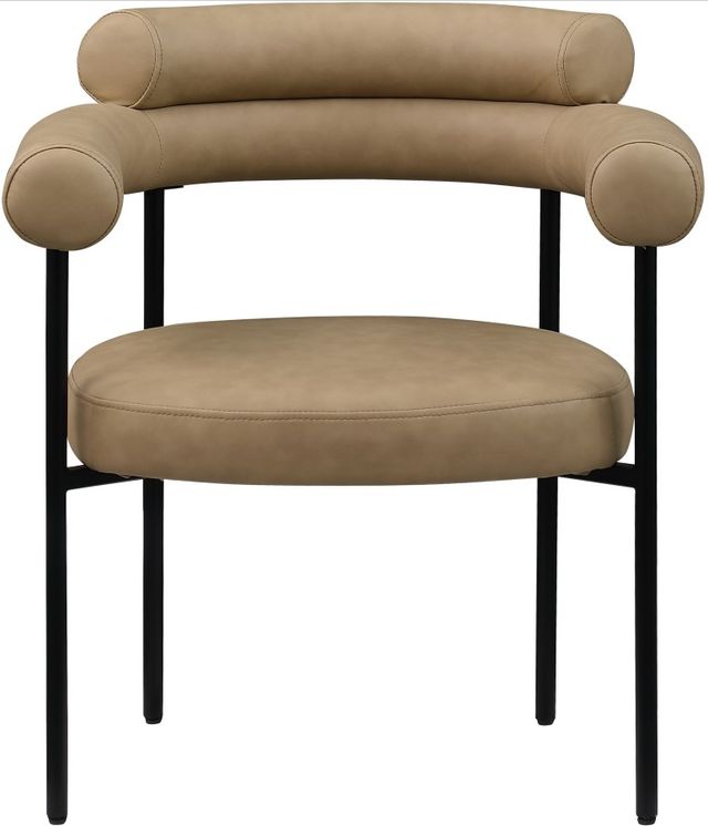 Meridian Furniture Blake Tan/Matte Black Leather Dining Arm Chair-1