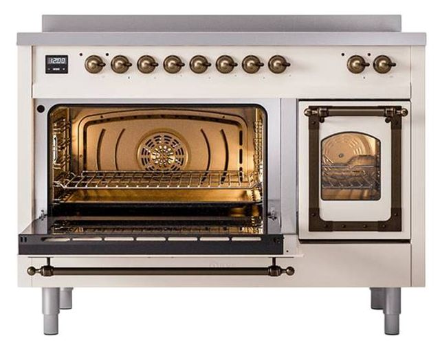 Ilve® Nostalgie II Noblesse 48'' Anique White Pro Style Induction Range with Burnished Trim-3