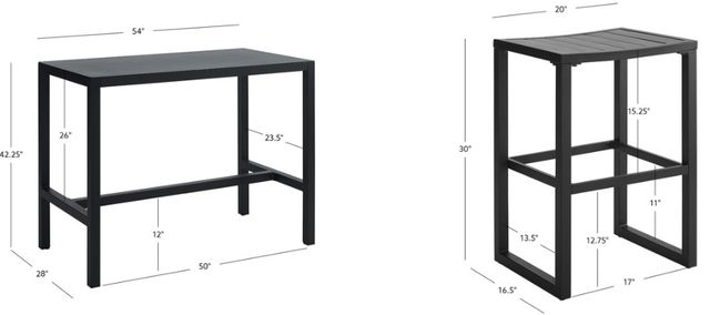Linon Alora 3-Piece Black Aluminum Outdoor Tavern Set-2