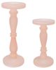 A & B Home 2-Piece Frosted Pink Pedestal Glass Candle Holder Set-0
