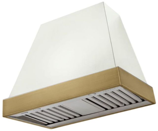 AGA Euclid 36" White Wall Mounted Range Hood  with Antique Brass Trim-0