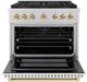 ZLINE Paramount Autograph Edition 36" Stainless Steel Pro Style Gas Range with White Matte Door and Polished Gold Accents-1