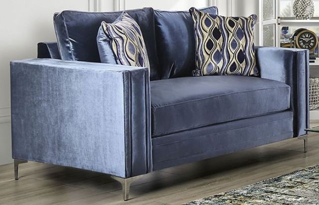 Furniture of America® Jodie 2-Piece Satin Blue Living Room Set-2