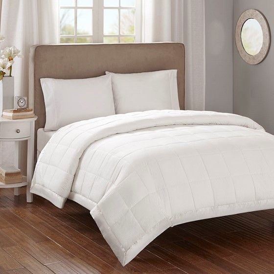 Olliix by Madison Park Ivory Premium Oversized Hypoallergenic Down Alternative Twin Cambria Blanket-2