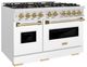 ZLINE Autograph Edition 48" 6.7 cu. ft.Gas Range with 8 Burner DuoPro™ Cooktop and Dual Ovens in Satin Stainless Steel with White Matte Doors and Champagne Bronze Accents -2