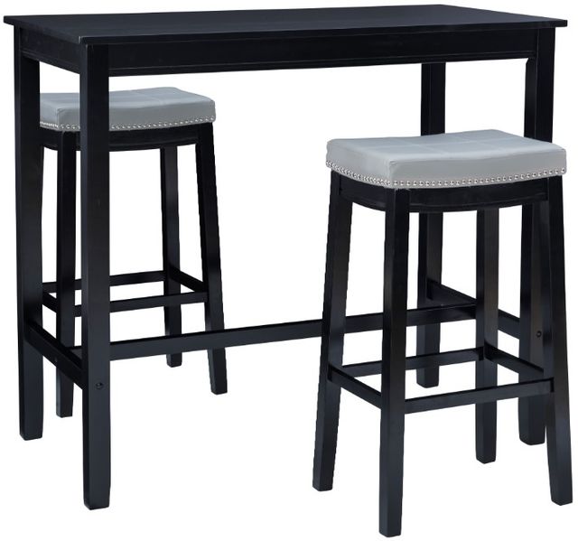 Linon Claridge 3-Piece Black/Gray Bar Table Set-0