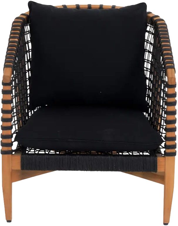 Moe's Home Collection Kuna Natural Teak Outdoor Lounge Chair with Black Fabric Cushions-0