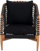 Moe's Home Collection Kuna Natural Teak Outdoor Lounge Chair with Black Fabric Cushions-0