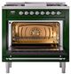 Ilve® Nostalgie II Noblesse 36'' Emerald Green Pro Style Dual Fuel Range with Chrome Trim-1