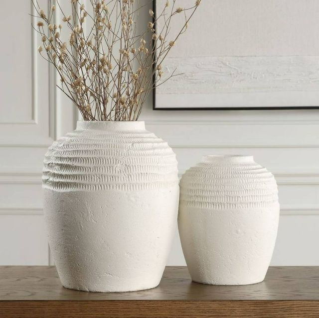 Uttermost® Luna Ridge 2-Piece Chalk White Vase Set-1