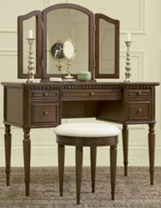 Powell® Warm Cherry Vanity, Mirror & Bench-1