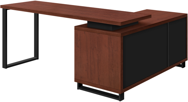 Monarch Specialties Inc. Black/Cherry L Shaped Computer Desk-1