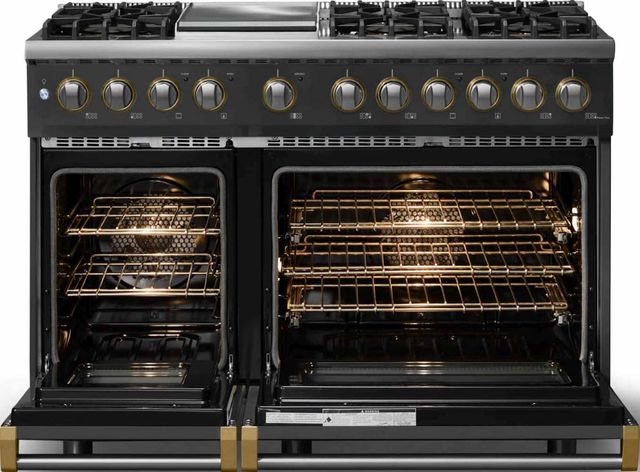 Viking® 5 Series 48" Antique Bronze Pro Style Dual Fuel (NG) Range with Brushed Brass Trim-1