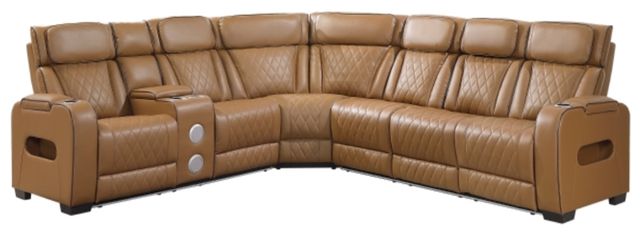 Homelegance® Fairway 3-Piece Brown Power Reclining Sectional with Left Side Console-0
