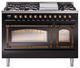 Ilve® Nostalgie II Noblesse 48'' Glossy Black Pro Style Dual Fuel Range with Burnished Trim-0