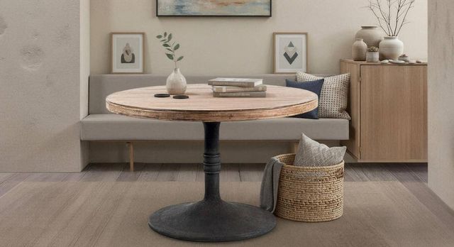 Nest Home Collections Sadie Antique Natural 48" Dining Table with Iron Base-1