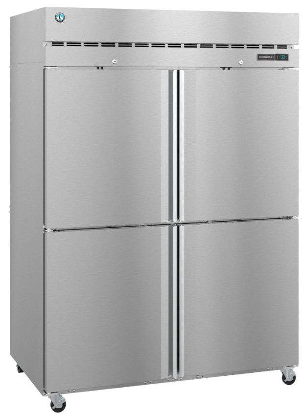 Hoshizaki Steelheart® 55" 50.1 Cu. Ft. Stainless Steel Two Section Upright Refrigerator with Half Solid Doors and Lock-2