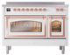 Ilve® Nostalgie II Noblesse 48'' White Pro Style Induction Range with Copper Trim-1