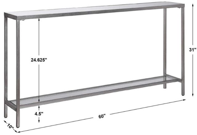 Uttermost® Hayley Glass Top Console Table with Antiqued Silver Frame-2