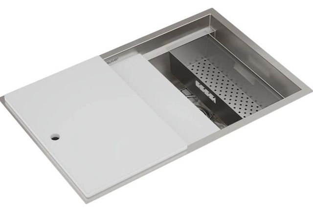 Elkay Circuit Chef® Workstation Stainless Steel 33" x 21" Single Bowl Undermount Sink Kit with White Polymer Boards-0
