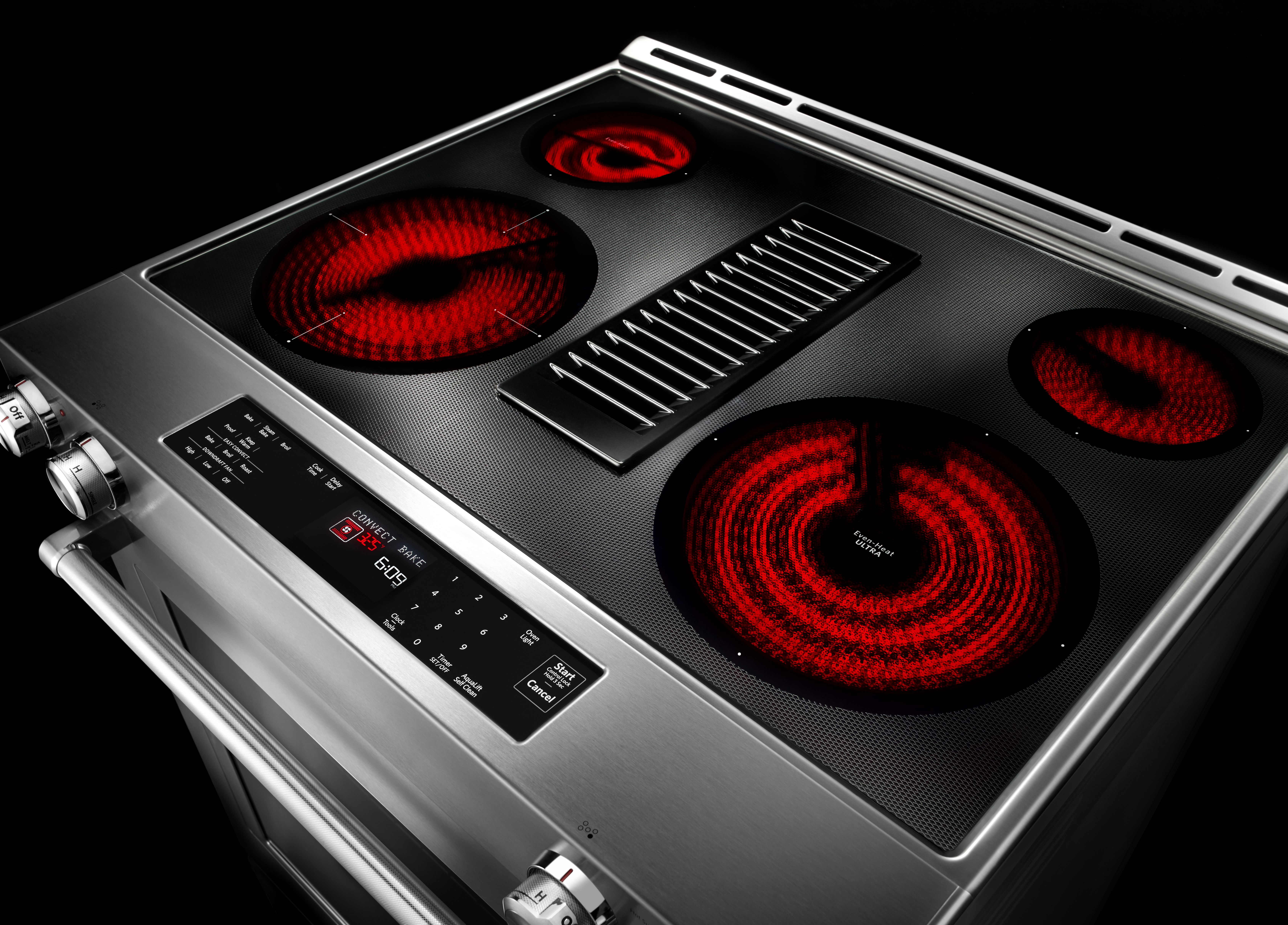 KitchenAid 30" Stainless Steel Downdraft Slide-In Electric Range - Thumbnail 4