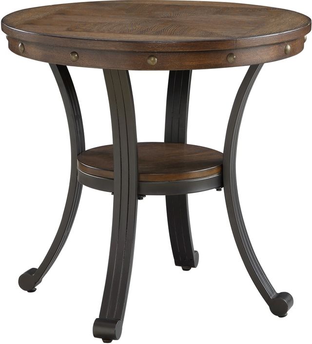 Powell® Franklin Rustic Umber Side Table with Black Base-0