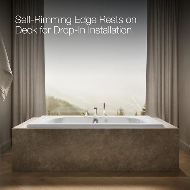 KOHLER® Memoirs® White 72" x 42" Drop-In Heated BubbleMassage™ Air Bath-3