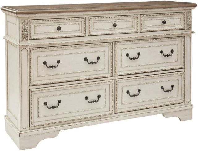 Signature Design by Ashley® Realyn 4-Piece Chipped White Queen Upholstered Panel Bed Set-2