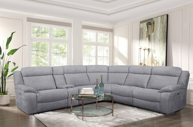 Cheers by Man Wah 6-Piece Lucie Dove Power Reclining Sectional-1