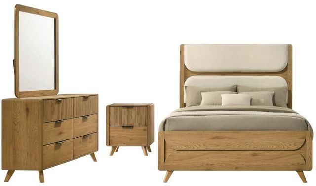 Coaster® Bennett 4-Piece Light California King Upholstered Panel Bedroom Set-0