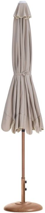 Meridian Furniture Amalfi Beige/Teak Aluminum Outdoor Patio Umbrella and Round Base-1
