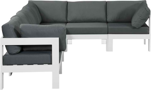 Meridian Furniture Nizuc 6-Piece Grey Outdoor Patio Modular Sectional Set-0