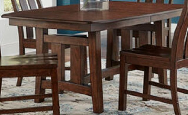 A-America® Henderson Muscavado Brown Trestle Dining Table-0