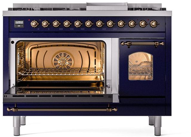 Ilve® Nostalgie II Series 48" Midnight Blue Pro Style Dual Fuel Range-3