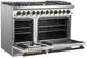 FORNO® Galiano 48" Stainless Steel Pro Style Dual Fuel Range with White Door with Antique Brass Accents-1