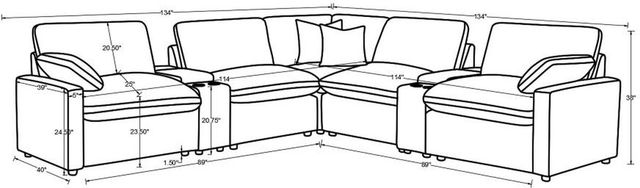 Coaster® Collins 7-Piece Black Modular Power Reclining Sectional-3
